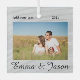 写真シンプル年の水の色の名前を追加 ガラスオーナメント