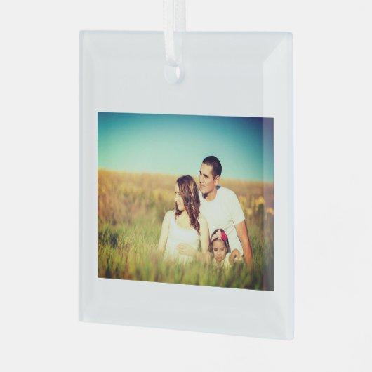 写真シンプル年の水の色の名前を追加 ガラスオーナメント (正面左)