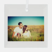 写真シンプル年の水の色の名前を追加 ガラスオーナメント (裏面)