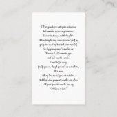 写真シンプル悔やみや弔慰記念祈りの言葉カード 名刺 (裏面)