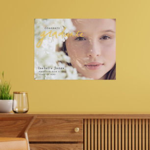 写真シンプル手書きスクリプトの卒業 箔ポスター