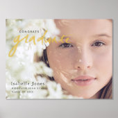 写真シンプル手書きスクリプトの卒業 箔ポスター (正面)