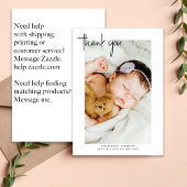 写真シンプル手書き新生児 サンキューカード