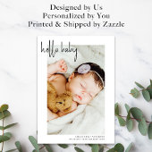 写真シンプル手書き新生児 案内状