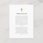 写真シンプル正エレガント式葬儀祈りの言葉カード プレイスカード (裏面)