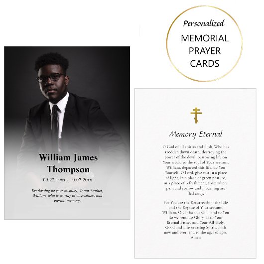 写真シンプル正エレガント式葬儀祈りの言葉カード プレイスカード