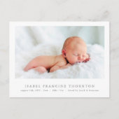 写真シンプル生まれたばかりのの誕生発表 ポストカード (正面)