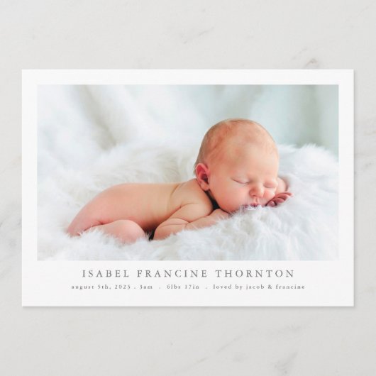 写真シンプル生まれたばかりのコラージュ誕生発表 案内状 (正面)