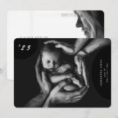 写真シンプル生まれたばかりのコラージュ誕生発表 案内状 (正面/裏面)