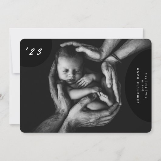 写真シンプル生まれたばかりのコラージュ誕生発表 案内状 (正面)