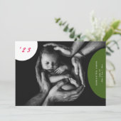 写真シンプル生まれたばかりのコラージュ誕生発表 案内状 (スタンド正面)