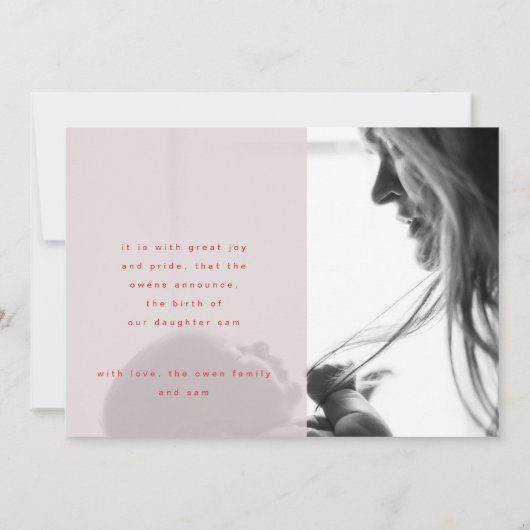 写真シンプル生まれたばかりのコラージュ誕生発表 案内状 (裏面)