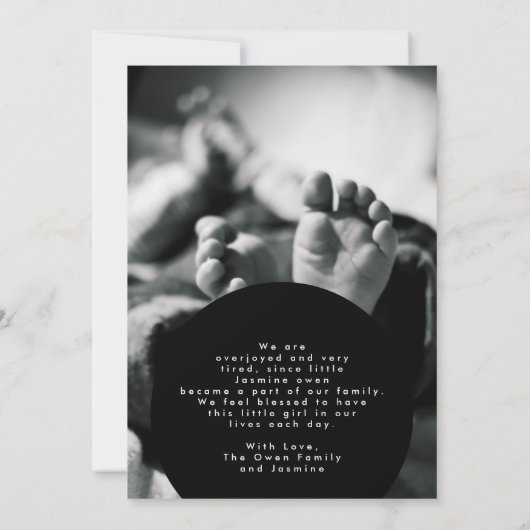 写真シンプル生まれたばかりのコラージュ誕生発表 案内状 (裏面)