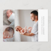 写真シンプル生まれたばかりのコラージュ誕生発表 案内状 (裏面)