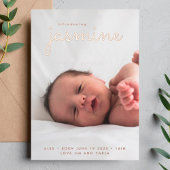 写真シンプル生まれたばかりのコラージュ誕生発表 箔招待状