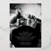 写真シンプル生まれたばかりのコラージュ誕生発表 箔招待状 (裏面)