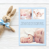 写真シンプル紹介ブルー男の赤ちゃん誕生 案内状