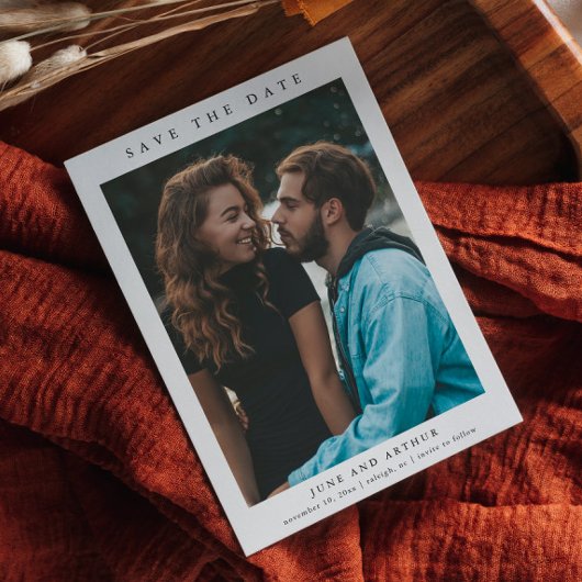 写真シンプル結婚式の日付の保存 マグネット招待状