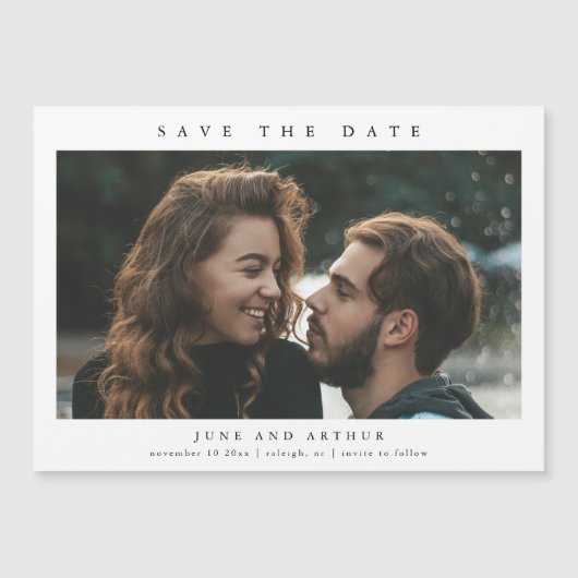 写真シンプル結婚式の日付の保存 マグネット招待状 (正面)