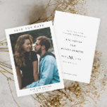 写真シンプル結婚式の日付の保存 招待状<br><div class="desc">写真シンプルウェディング日付招待状を保存しミニマルてタイポグラフィと写真の前面に。背面に追加の詳細がある。</div>