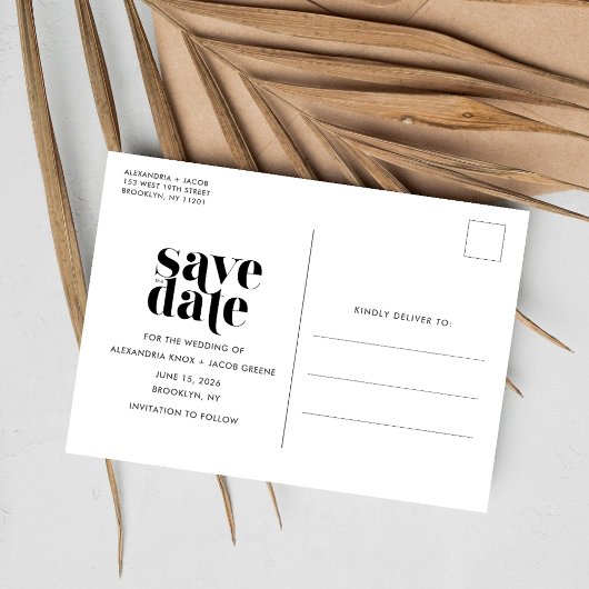 写真シンプル結婚式の日付の保存 案内ポストカード