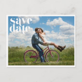 写真シンプル結婚式の日付の保存 案内ポストカード (正面)