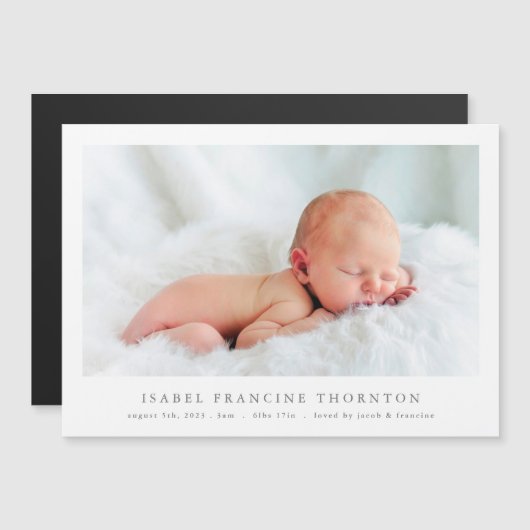 写真シンプル誕生発表磁気カード (正面/裏面)