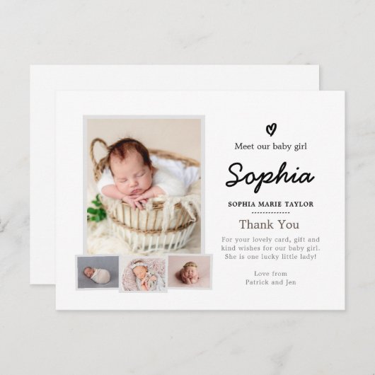 写真シンプル誕生発表、新生児はがき ポストカード (正面/裏面)