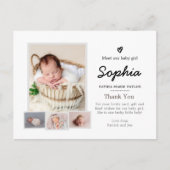 写真シンプル誕生発表、新生児はがき ポストカード (正面)