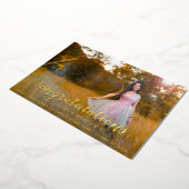 写真シンプル金ゴールドエレガント卒業発表 箔招待状 (回転した状態)