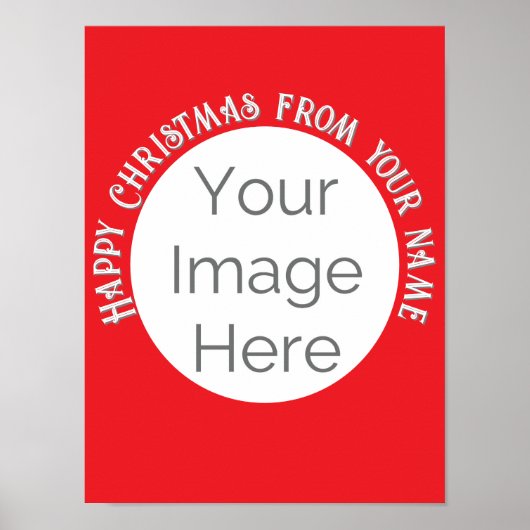 写真シンプルhappy christmas文字 ポスター (正面)