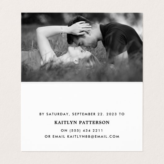 写真シンプルRSVPカード付きScript 名刺 (内部フラット)