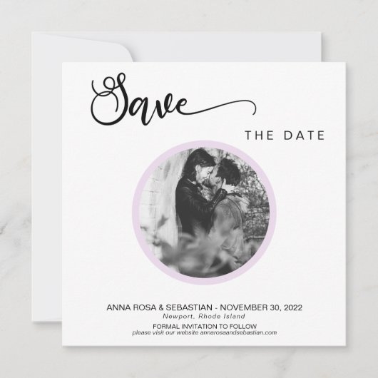 *~*写真シンプルVIOLET Boho Wedding Save The Date セーブザデート (正面)