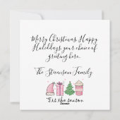 写真シーズンのピンク&グリーンクリスマス シーズンカード (裏面)