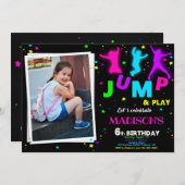 写真ジャンプ誕生日招待状 バウンドハウス招待状 招待状 (正面/裏面)