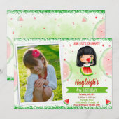 写真スイカの誕生日招待状 メロンの中の1人 招待状 (正面/裏面)