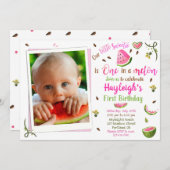 写真スイカの誕生日招待状 1歳の誕生日 招待状 (正面/裏面)