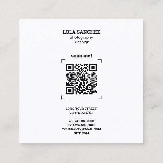 写真スキャンQR スクエア名刺 (裏面)