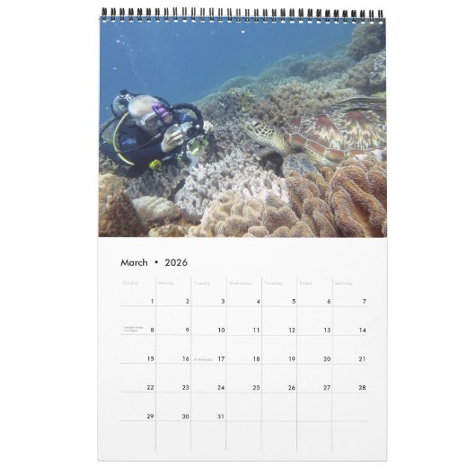 写真スキューバダイビングをテーマにした2025年カレンダー カレンダー (3月 2026)