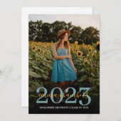 写真スクリプトオーバーレイひまわり卒業パーティー 招待状 (正面/裏面)