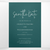 写真スクリプトモダンウェディング日付カードの保存 三つ折り招待状 (内部中)