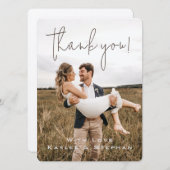 写真スタイリッシュのパーソナライズされたサンキューカード セーブザデート (正面/裏面)