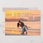 写真スタイリッシュのモダン結婚式の日付の保存 セーブザデート (正面/裏面)