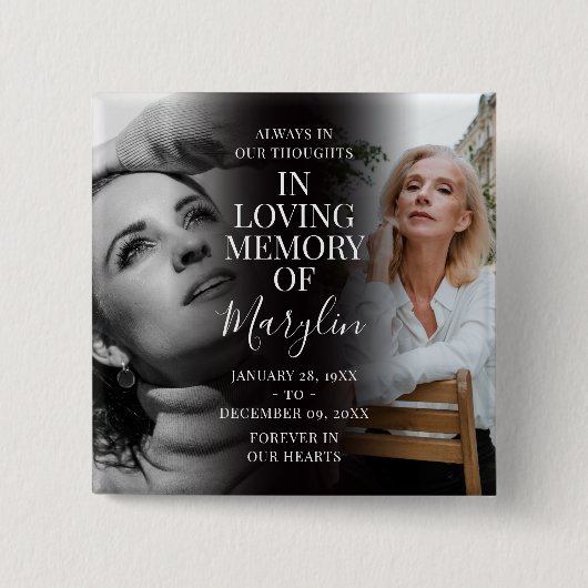 写真スタイリッシュの前後の葬儀 缶バッジ (正面)