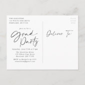 写真スタイリッシュの卒業記念パーティー インビテーションポストカード (裏面)