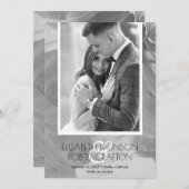 写真スタイリッシュの結婚白黒保存日 セーブザデート (正面/裏面)