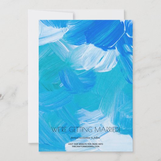 写真スタイリッシュの青結婚い日付を保存 セーブザデート (裏面)