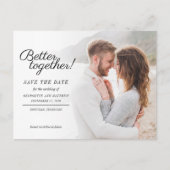 写真スタイリッシュスクリプト結婚式の日付の保存 案内ポストカード (正面)