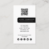 写真スタイリッシュモダンQRコードSNS 名刺 (裏面)