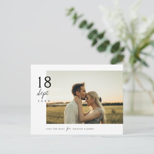 写真スタイリッシュ付きの日付はがきを保存する 案内ポストカード (スタンド正面)